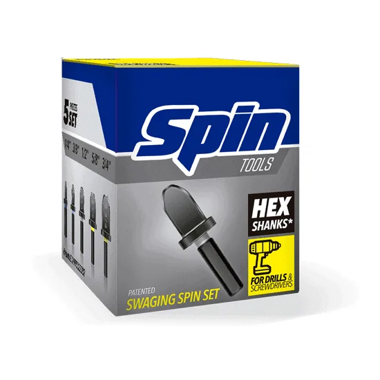 SpinTools S5000 Spin Swaging Set five piece copper tubing flaring tool for HVAC drill attachment